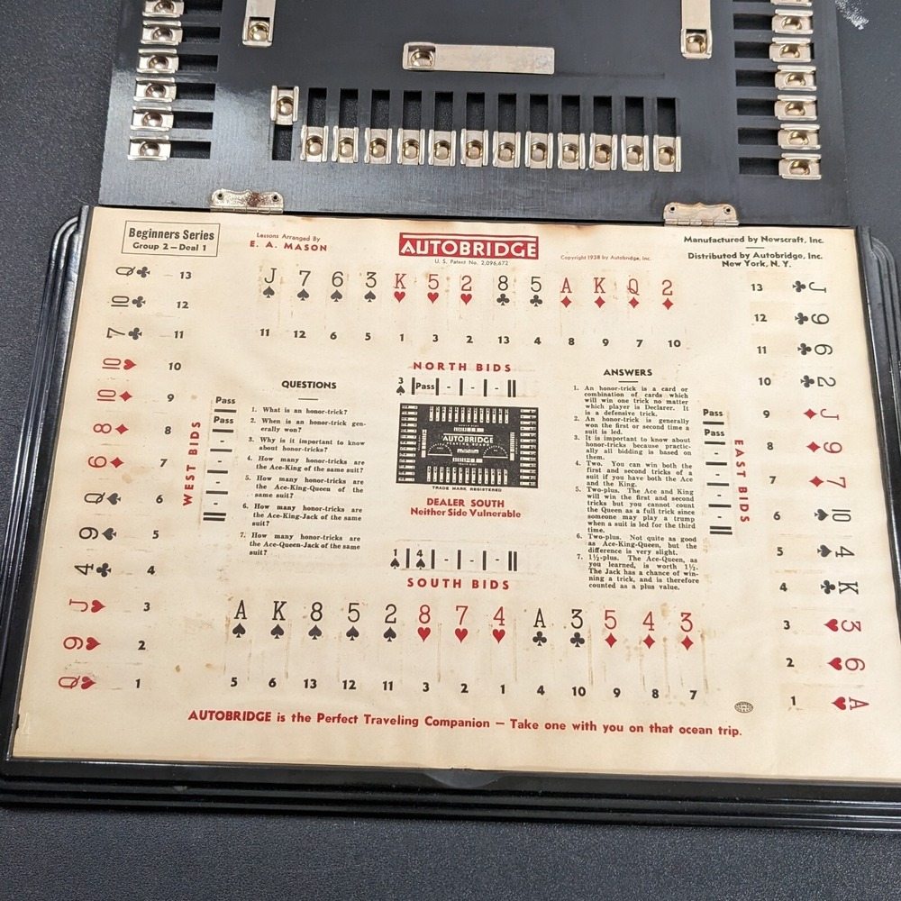 Vintage 1938 Art Deco Black EUC Autobridge Playing Board - Picture 4 of 14